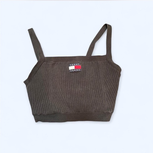 Tommy Hilfiger Cropped Logo Patch Stretch Woven Cami Top - Picture 1 of 6
